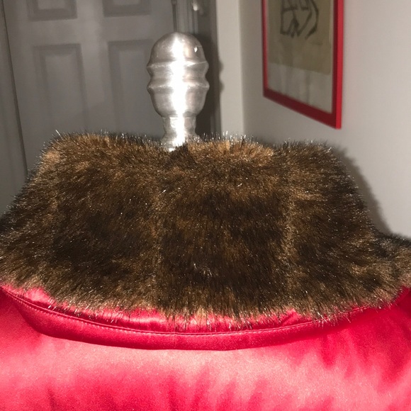 Jones New York Red Sateen Windbreaker Sz M😘 - Picture 7 of 8